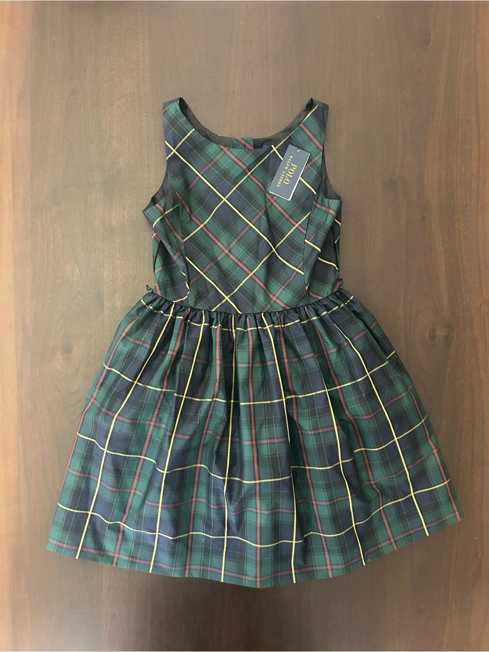 NWT Polo Ralph Lauren Girls Size 16 Preppy Green Plaid Tartan Holiday Dress